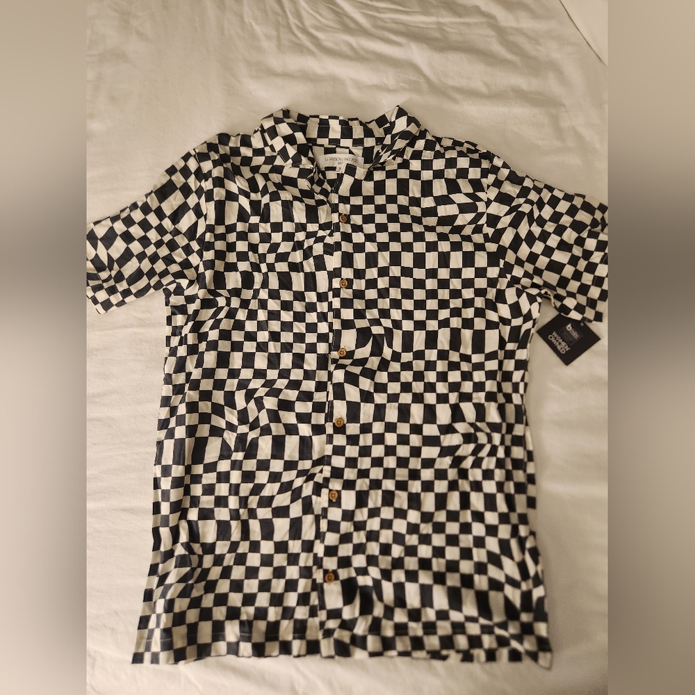 Grayson Threads Black and White Checkered Men's Shirt